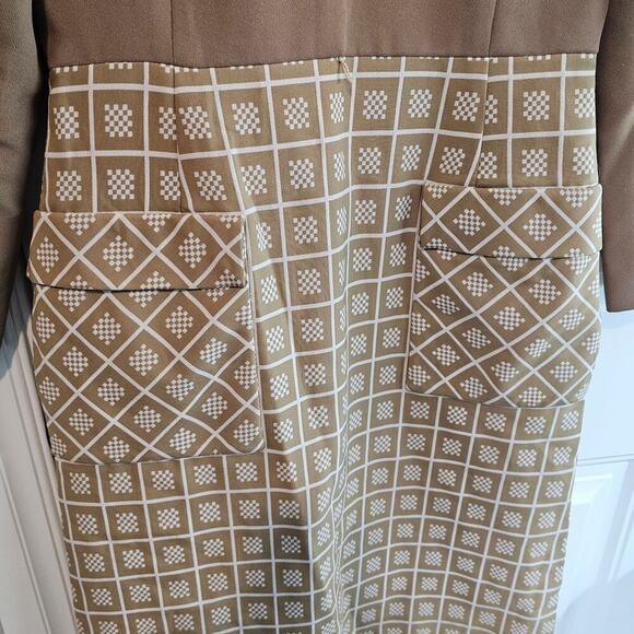 Vintage 60s Contima Shift Dress Womens Medium Brown Mod Twee ALine Preppy Pinup - Picture 4 of 13